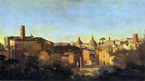  Jean-Baptiste-Camille Corot The Forum Seen from the Farnese Gardens, Evening - Canvas Art Print