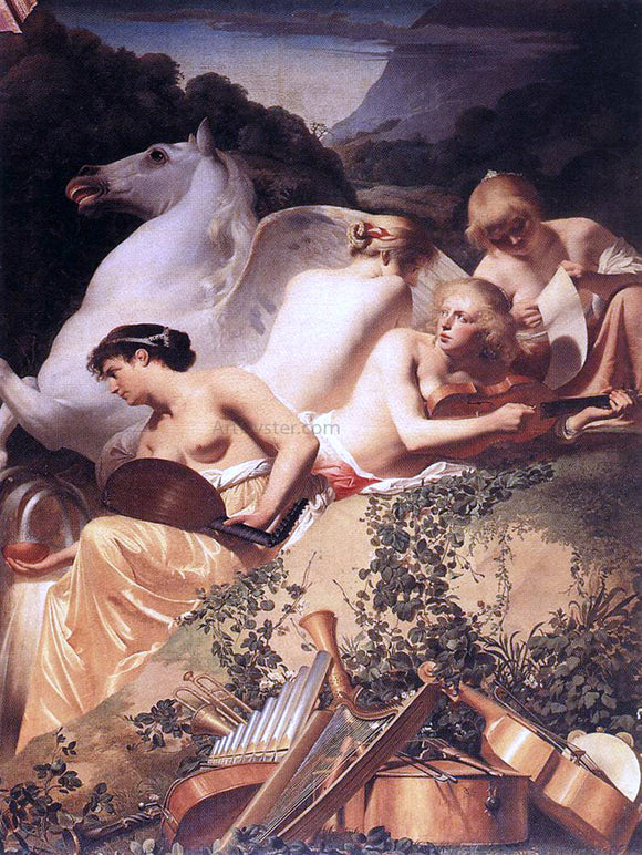  Caesar Van Everdingen The Four Muses with Pegasus - Canvas Art Print