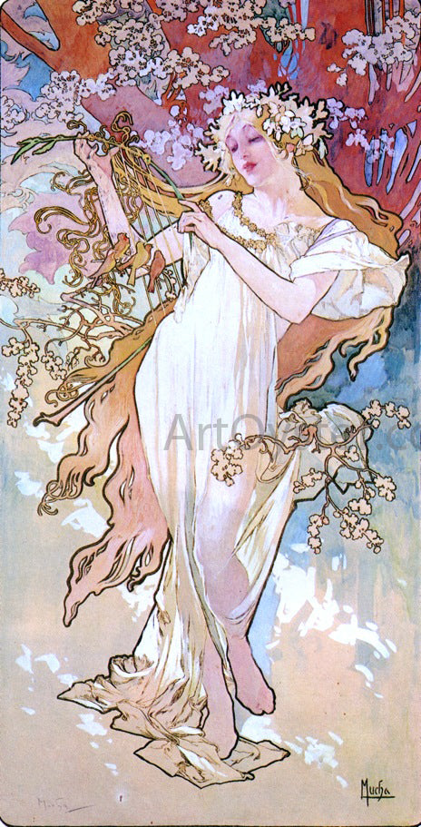  Alphonse Maria Mucha The Four Seasons: Spring - Canvas Art Print