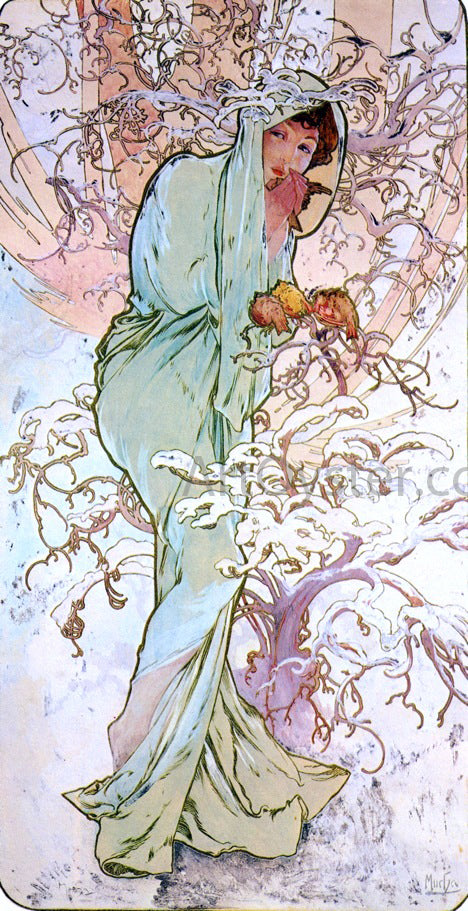 Alphonse Maria Mucha The Four Seasons: Winter - Canvas Art Print