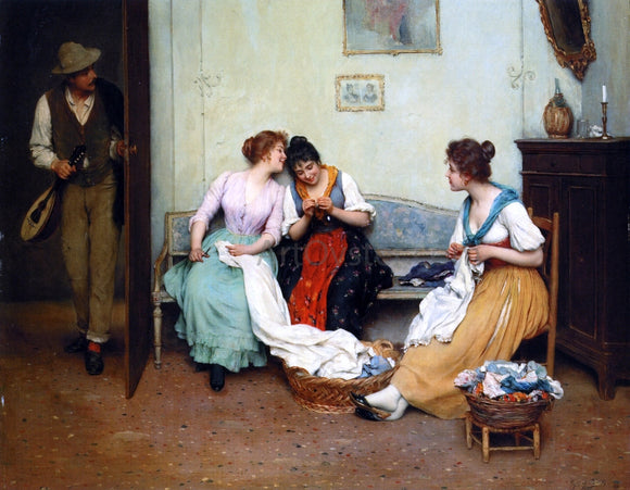  Eugene De Blaas The Friendly Gossips - Canvas Art Print