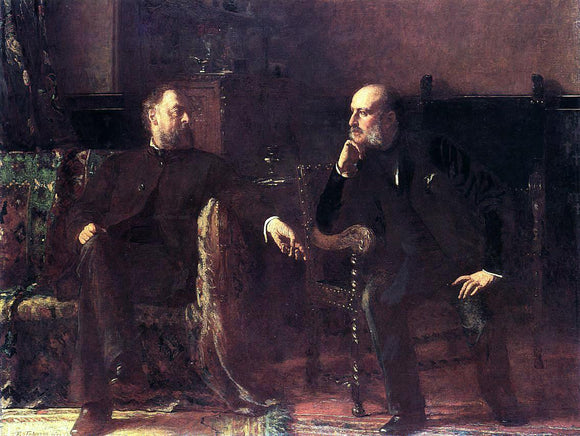  Eastman Johnson The Funding Bill - Portrait of Two Men - Canvas Art Print