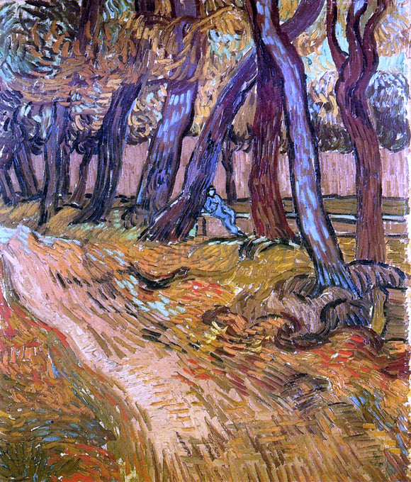  Vincent Van Gogh The Garden of Saint-Paul Hospital with Figure - Canvas Art Print