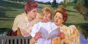  Mary Cassatt The Garden Reading - Canvas Art Print