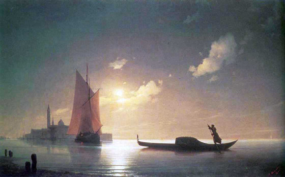  Ivan Constantinovich Aivazovsky The Gondolier on Sea at Night - Canvas Art Print