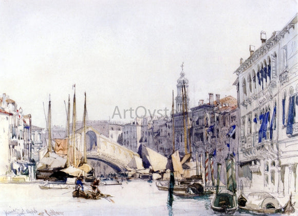  William Callow RWS The Grand Canal, Venice, Looking towards The Rialto Bridge - Canvas Art Print