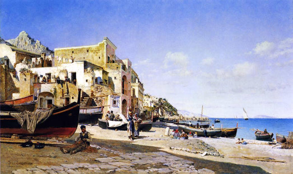  Federico Del Campo The Harbour, Capri - Canvas Art Print