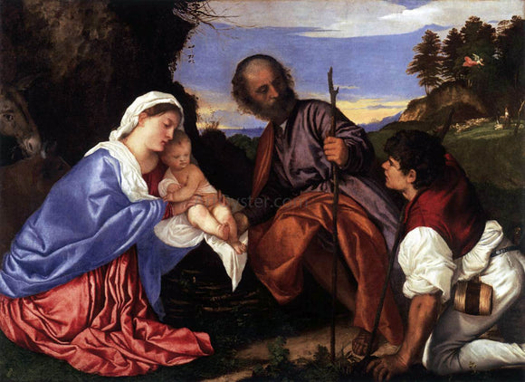  Titian The Holy Family with a Shepherd - Canvas Art Print