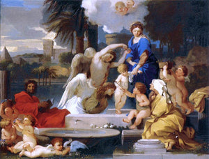  Sebastien Bourdon The Holy Family with St Elizabeth and the Infant St John the Baptist - Canvas Art Print
