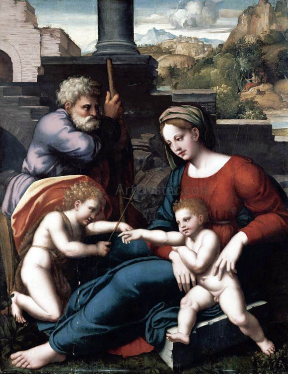  Leonardo Da pistoia The Holy Family with the Infant St John - Canvas Art Print