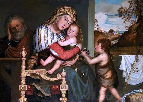  Niccolo Frangipane The Holy Family with the Infant St John the Baptist - Canvas Art Print