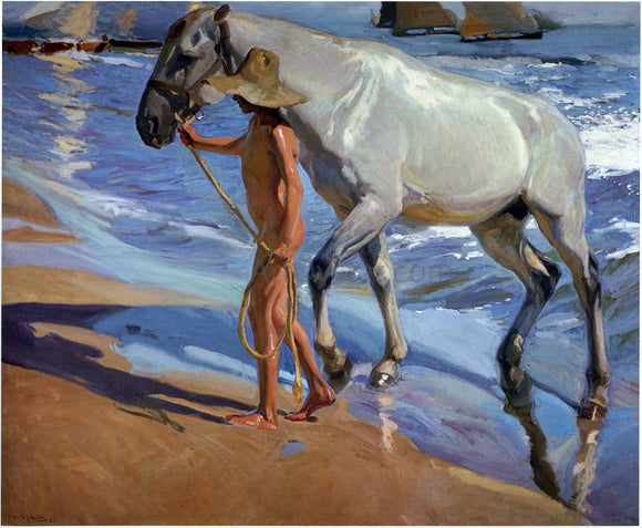  Joaquin Sorolla Y Bastida The Horse Bath - Canvas Art Print