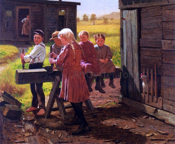  John George Brown The Industrious Family - Canvas Art Print