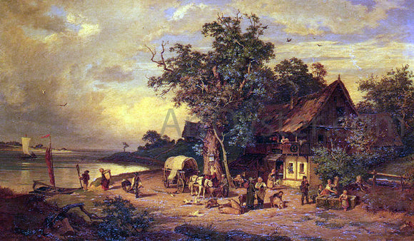  Rudolphe Heinrich Schuster The Inn at the Estuary - Canvas Art Print