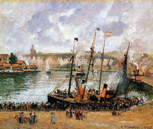  Camille Pissarro The Inner Harbor, Dieppe: High Tide, Morning, Grey Weather - Canvas Art Print
