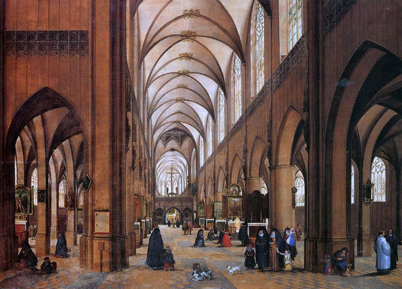  James Goodwyn Clonney The Interior of the Cathedral of Antwerp - Canvas Art Print