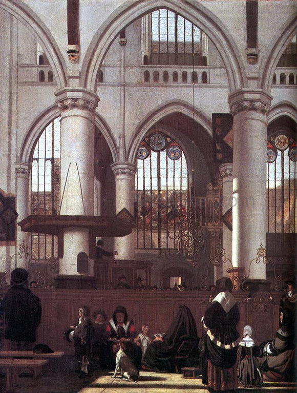 Emanuel De Witte The Interior of the Oude Kerk, Amsterdam, During a Sermon - Canvas Art Print