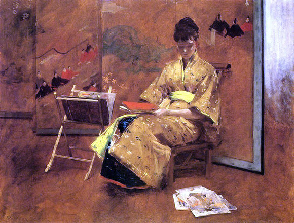  William Merritt Chase The Kimono - Canvas Art Print