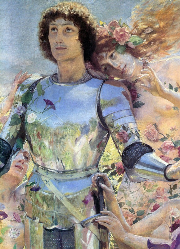  Georges Antoine Rochegrosse The Knight of the Flowers [detail: left] - Canvas Art Print