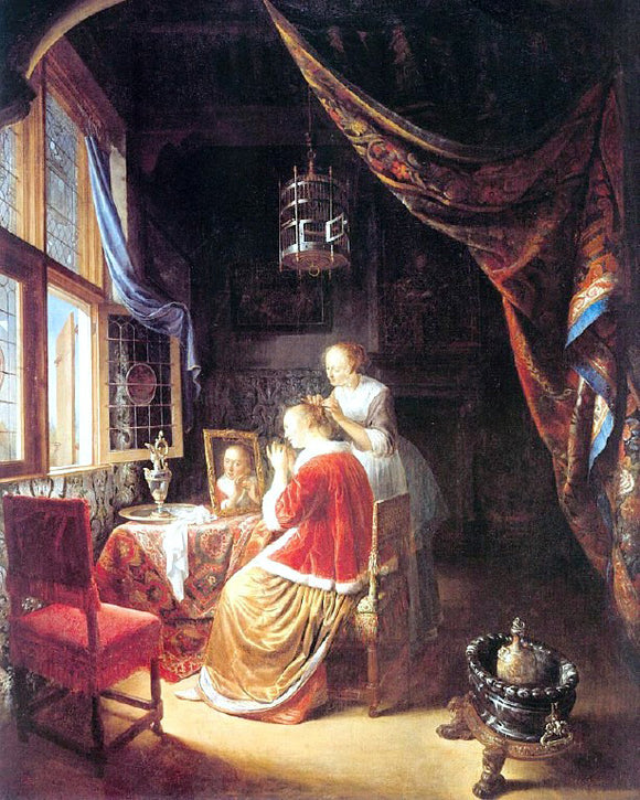  Gerrit Dou The Lady at her Dressing-Table - Canvas Art Print