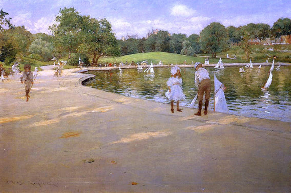  William Merritt Chase The Lake for Miniature Yachts (also known as Central Park) - Canvas Art Print