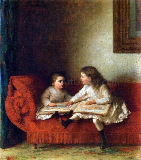  Eastman Johnson The Lesson (also known as The Lesson with Page N.O.P. of the Alphabet Book) - Canvas Art Print