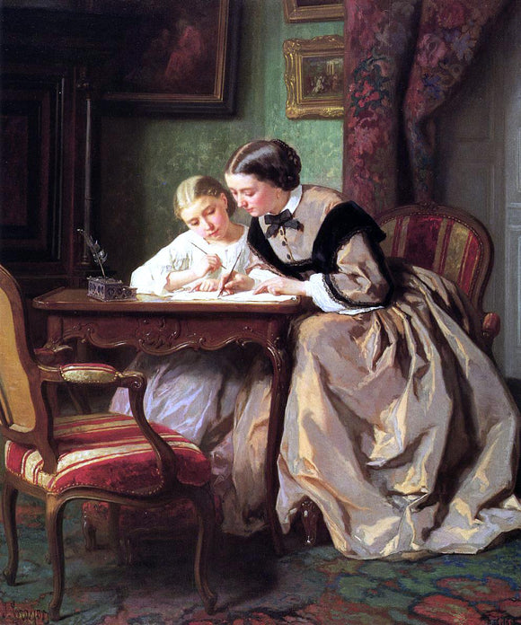  Jules Trayer The Lesson - Canvas Art Print