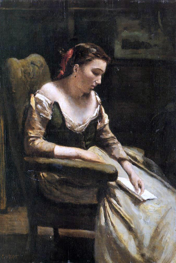  Jean-Baptiste-Camille Corot The Letter - Canvas Art Print