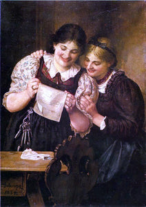  Franz Von Defregger The Letter - Canvas Art Print