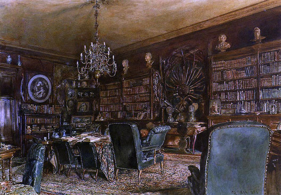  Rudolf Von Alt The Library - Canvas Art Print