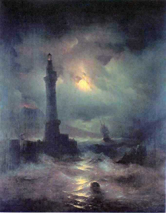  Ivan Constantinovich Aivazovsky The Lighthouse of Naples - Canvas Art Print