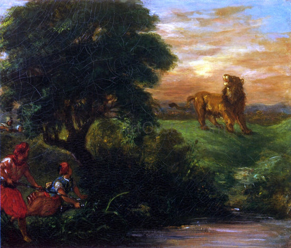  Eugene Delacroix The Lion Hunt - Canvas Art Print