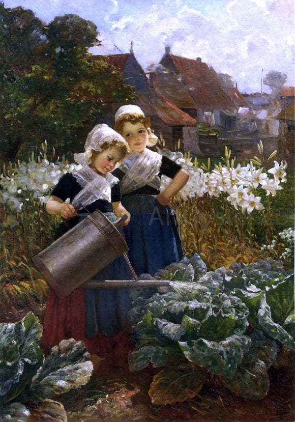  Edmond Louyot The Little Gardeners - Canvas Art Print