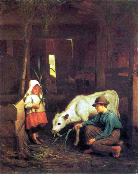  George Cochran Lambdin The Little White Heifer - Canvas Art Print
