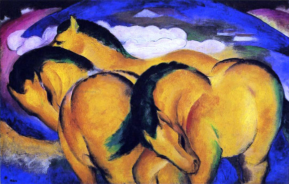  Franz Marc The Little Yellow Horses - Canvas Art Print