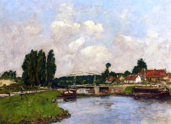  Eugene-Louis Boudin The Lock at Saint-Valery-sur-Somme - Canvas Art Print