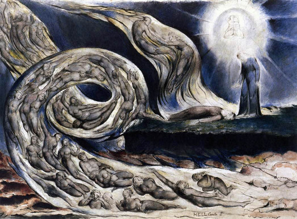  William Blake The Lovers' Whirlwind, Francesca da Rimini and Paolo Malatesta - Canvas Art Print