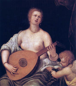  Micheli Parrasio The Lute-playing Venus with Cupid - Canvas Art Print