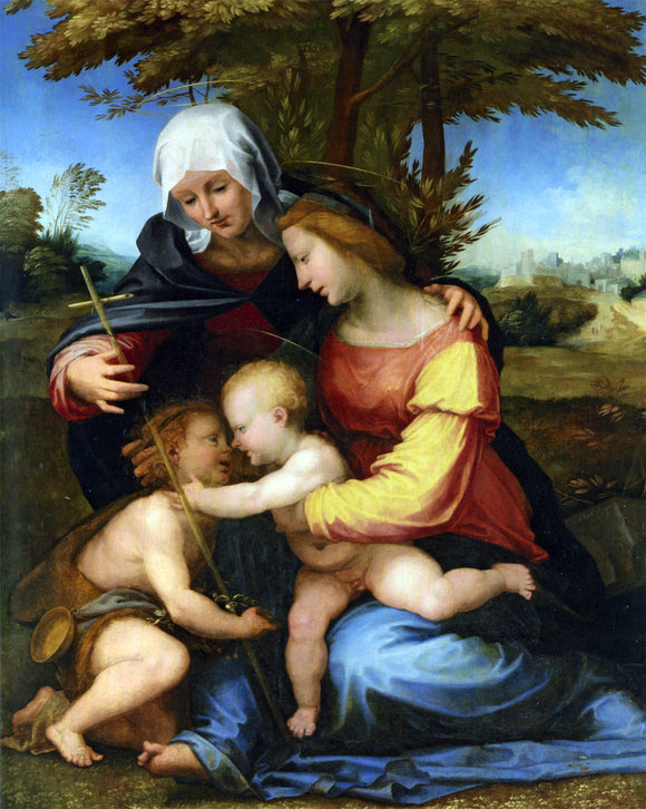  Fra Bartolomeo The Madonna and Child in a Landscape with Saint Elizabeth and the Infant Saint John the Baptist - Canvas Art Print