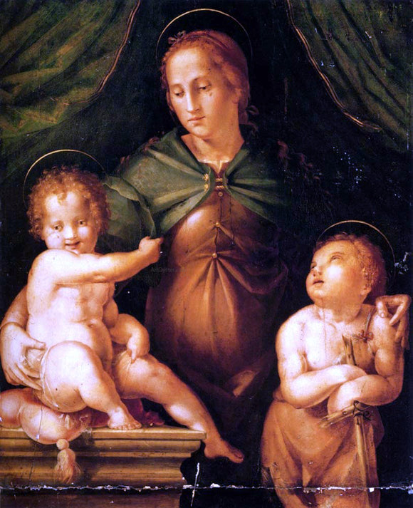  Pier Francesco Di Jacopo Foschi The Madonna and Child with the infant Saint John the Baptist - Canvas Art Print