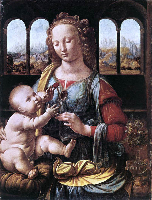  Leonardo Da Vinci The Madonna of the Carnation - Canvas Art Print