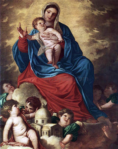  Padovanino The Madonna with Design of a Shrine - Canvas Art Print