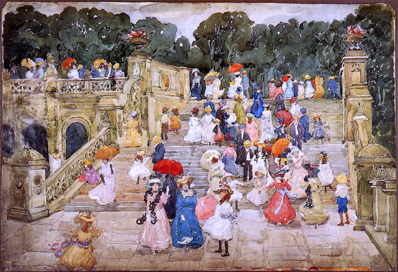  Maurice Prendergast The Mall, Central Park (also known as Steps, Central Park or The Terrace Bridge, Central Park) - Canvas Art Print