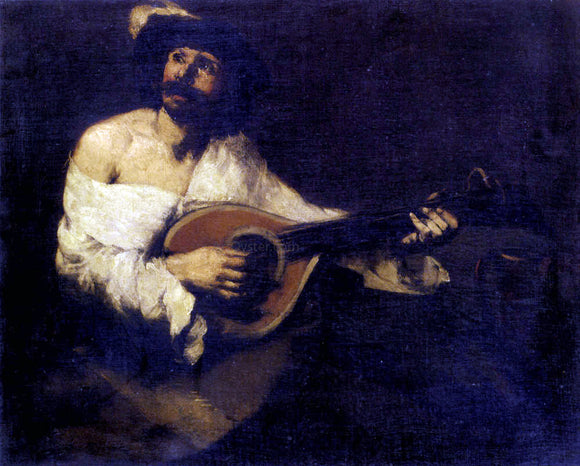  Theodule Ribot The Mandolin Player - Canvas Art Print