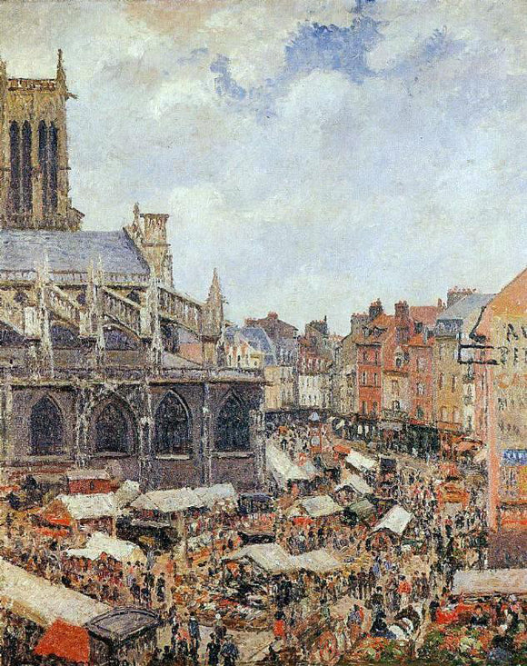  Camille Pissarro The Market by the Church of Saint-Jacques, Dieppe - Canvas Art Print