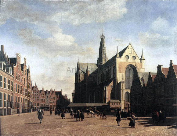  Gerrit Adriaensz Berckheyde The Market Square at Haarlem with the St Bavo - Canvas Art Print