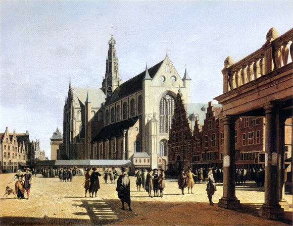  Gerrit Adriaensz Berckheyde The Marketplace and Church at Haarlem - Canvas Art Print