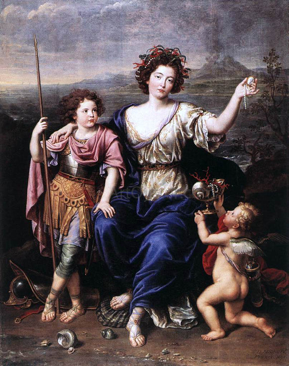 Pierre Mignard The Marquise de Seignelay and Two of her Children - Canvas Art Print
