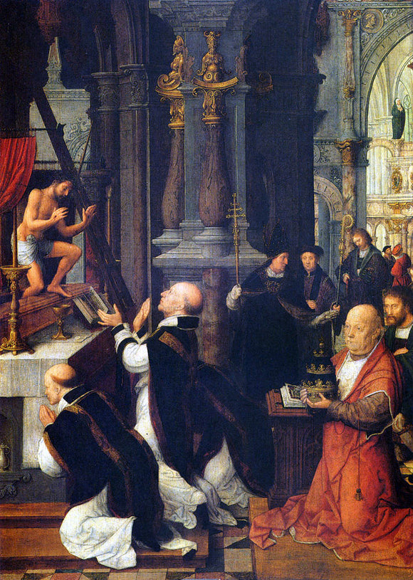  Adriaen Isenbrandt Ysenbrandt The Mass of St. Gregory - Canvas Art Print
