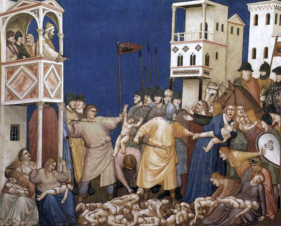  Giotto Di Bondone The Massacre of the Innocents (North transept, Lower Church, San Francesco, Assisi) - Canvas Art Print
